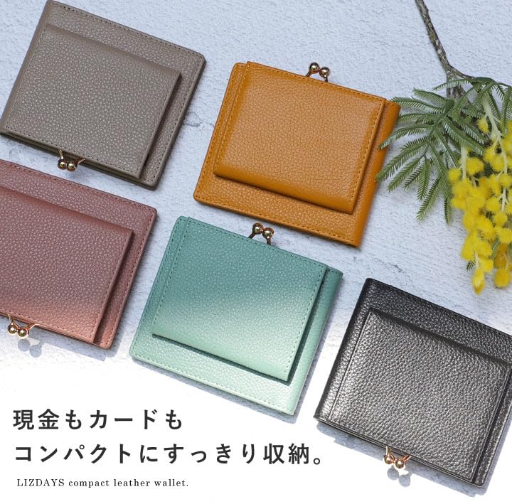 Lizdays Bifold Wallet with Clasp Genuine Leather Women's Closure, (Gray Beige)