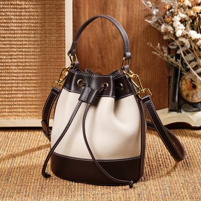 2025 New Arrival Top-Grade Cowhide Fashion Casual Multi-Style Retro Single Shoulder Bag Messenger Bag Handbag Bucket Bag