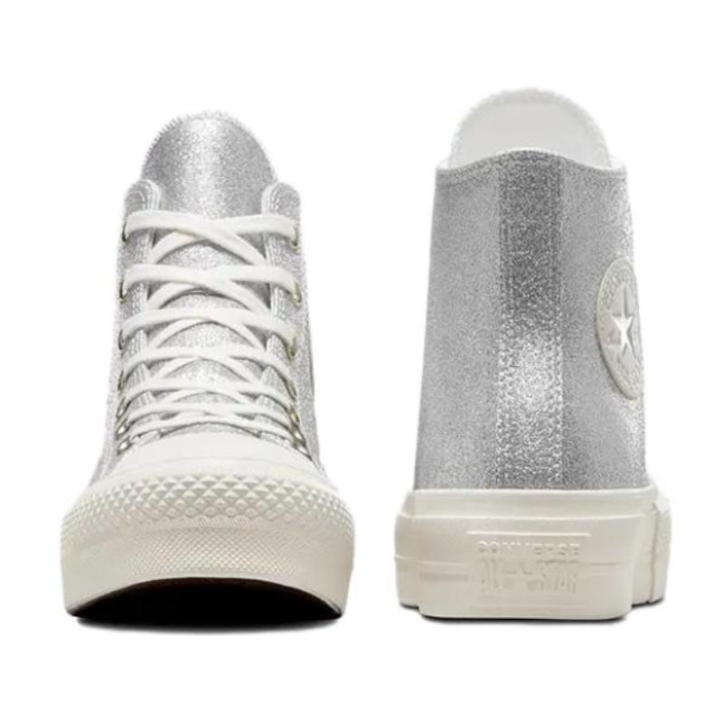 Converse All Star Lift Comode e Versatili Resistenti all'Abrasione e Leggere Espadrillas High Top Donna Argento