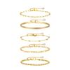 Gold Plated Bracelets Set for Women, 5pcs Chain Link Stainless Steel Statement Bracelet Stackable Layered Jewelry Adjustable