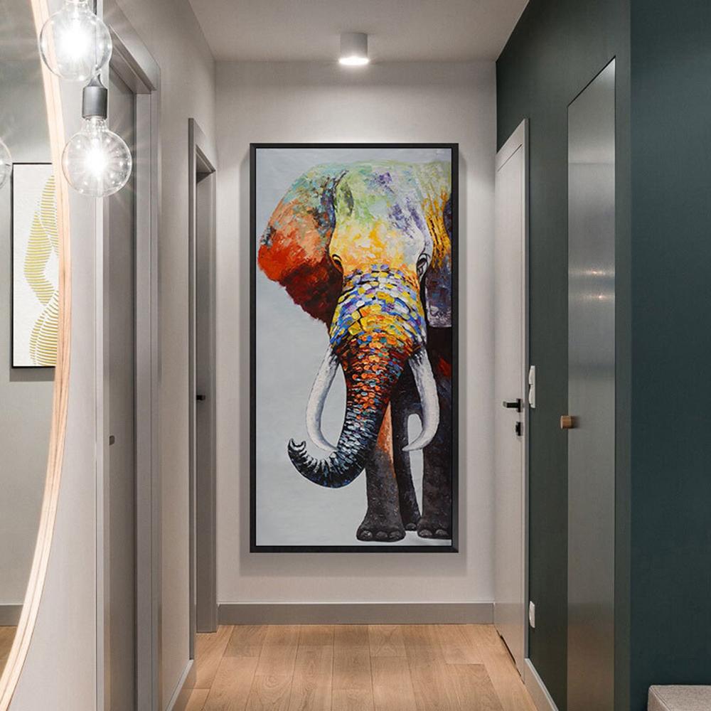 Modern Painted Oil Painting Elephant Canvas Painting Abstract Animal Poster Living Room Wall Paintings Decor Pictures Home Decor