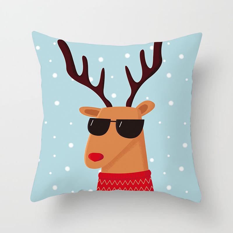 

New Christmas Snowman Little Elk Pillowcase Fresh and Cute Cotton Comfortable Cartoon Pillowcase 45*45cm