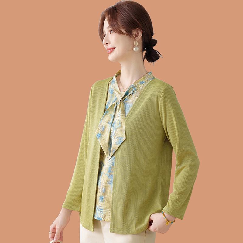 

Mom s 2026 New Style Autumn Layered Top for Middle-Aged & Elderly Women - Stylish Spring/Fall T-Shirt 5XL (145-160 jin)