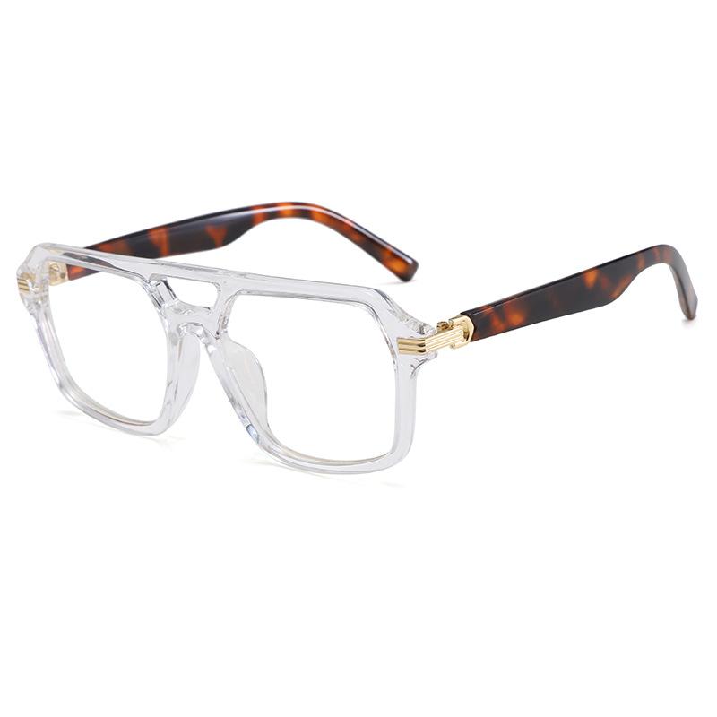Optical Glasses Frame Men'S Trendy Retro Myopia Glasses Frame Double Beam Square Frame Anti-Blue Light Glasses Flat Mirror