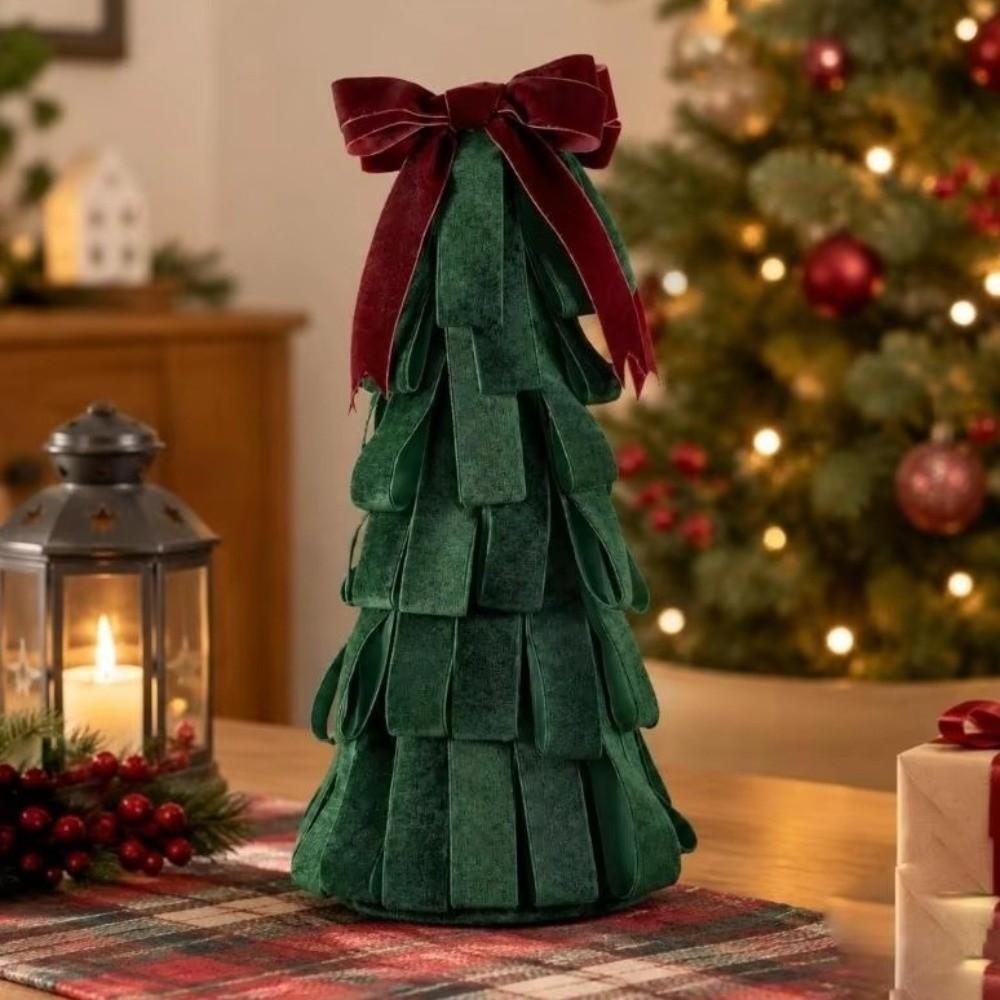 Handmade Velvet Christmas Tree Ornament DIY Tabletop Xmas Tree Home Decoration