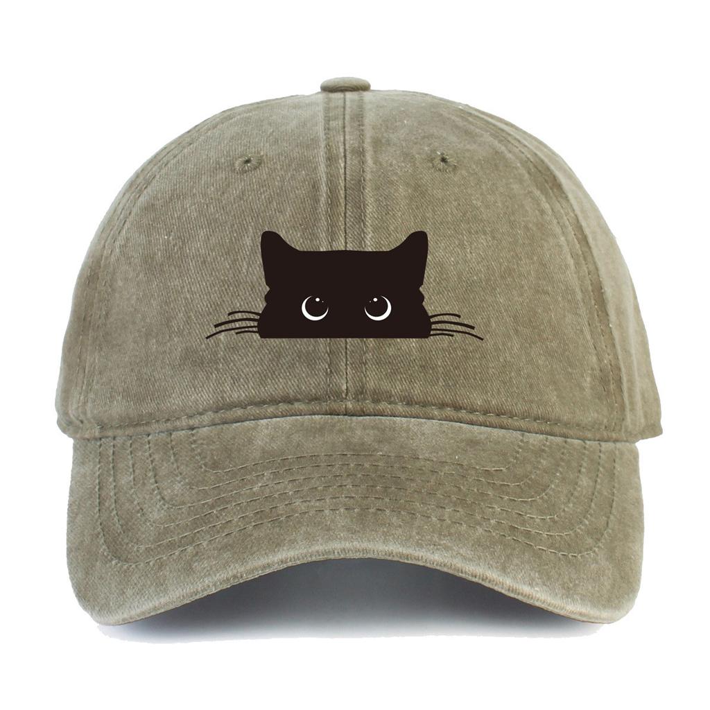 Black cat print vintage baseball cap for men and women, fashionable and casual versatile hat for shopping and dating