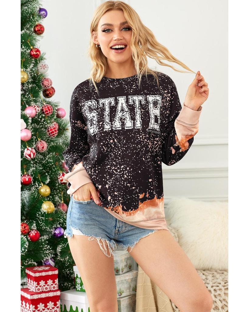 Azura Exchange Black Bleached Sweatshirt
