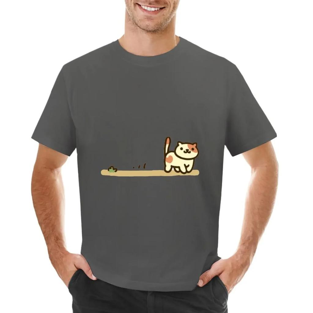 Neko atsume cat, peaches T-shirt animal prinfor boys Short sleeve tee designer t shirt
