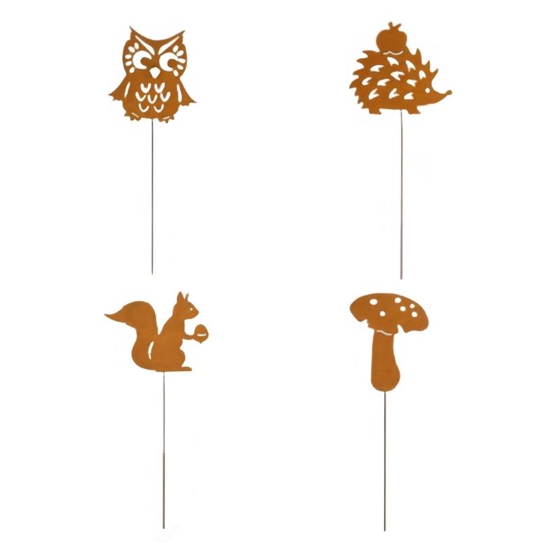 Metal Rusted Animal Garden Stake Art Crafts Statue Backyard Garden Yard Sidewalk Outdoor Backyard Decoration