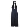 Autumn European and American Women's Clothing Silk Satin Texture Design Suspender Dress