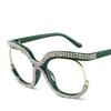Large Frame With Diamond Frames Fashion Owl Rainbow Flat Mirror der Spice Girl New Anti-blue Womean Glasses