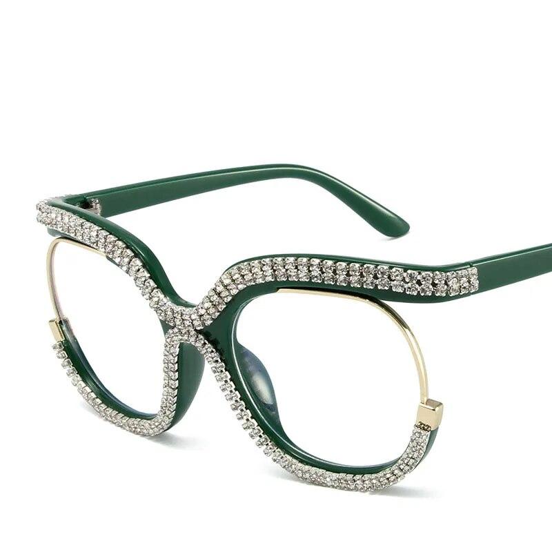 Large Frame With Diamond Frames Fashion Owl Rainbow Flat Mirror der Spice Girl New Anti-blue Womean Glasses