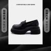 Small leather shoes women's 2025 autumn new British style platform muffin loafers women's black college style foot shoes