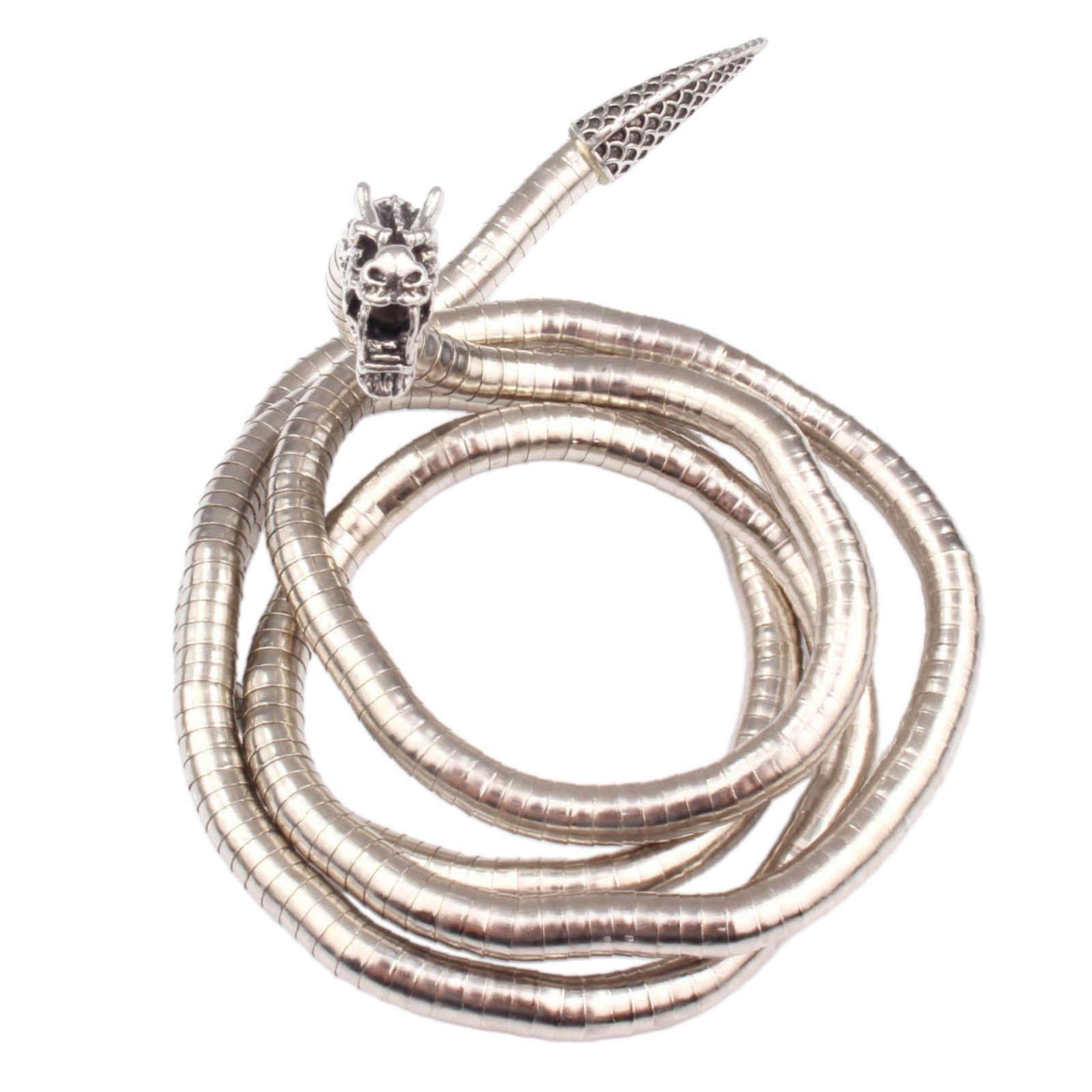 

Регулируемый панк-чокер-змея, гибкое многоцелевое сгибаемое ожерелье-змея, украшения Медузы, гибкие сплавные ожерелья 2 серебряный