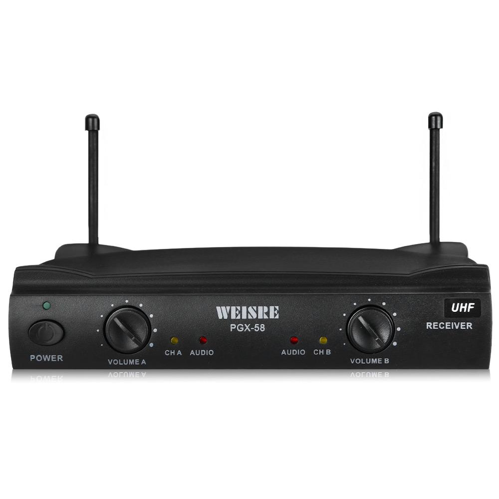 WEISRE PGX58 VHF Dual Wireless Mikrofon Mic System f/ür Karaoke Party KTV etc.