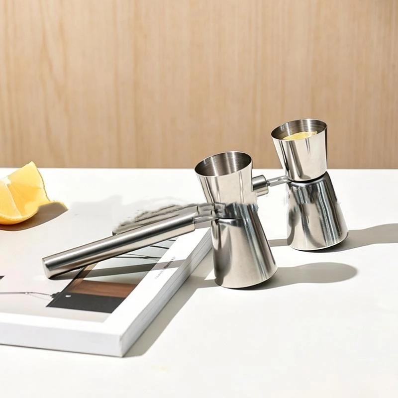 304 Edelstahl Cocktail Jigger Bequemer Griff Mit Griff Japanischer Messbecher Doppelseitig Spritzschutz