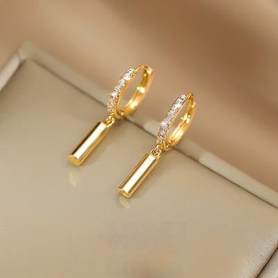 Pure and Simple Cylindrical Geometric Earrings Niche Light Luxury Design Sense High-end New Trendy Ear Buckle Earrings