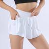 Women Sports Skort Elastic High Waist Adjustable Drawstring Sport Shorts Solid Color Yoga Fitness Shorts