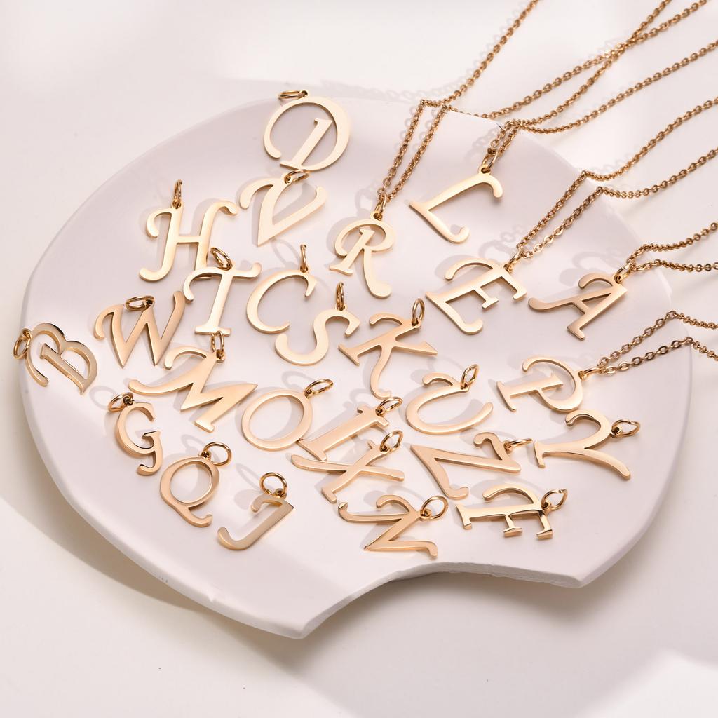 Vnox Stainless Steel Initial Letter A-Z Necklaces for Women Men Gift Jewelry,4 Colors Option