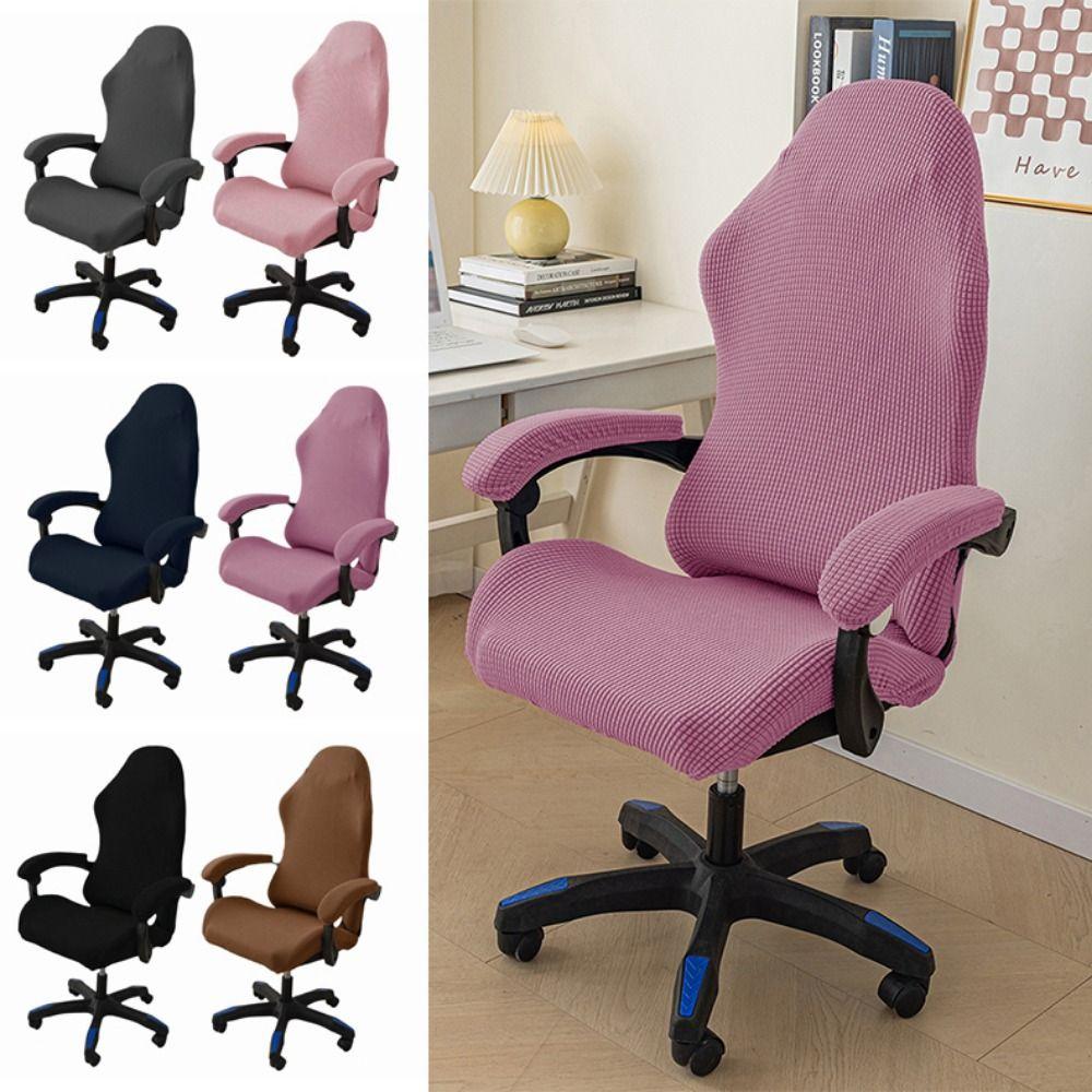 Solid Color Computer Chair Cover Elastic Seat Protectors Washable Gaming Chair Cover  Four Seasons