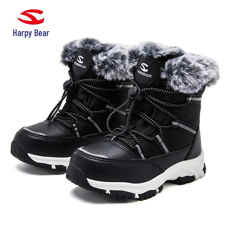 Happy Bear Kids' Winter Snow Boots - Warm, Mid-Calf, Velvet-Lined Cotton Boots for Boys and Girls