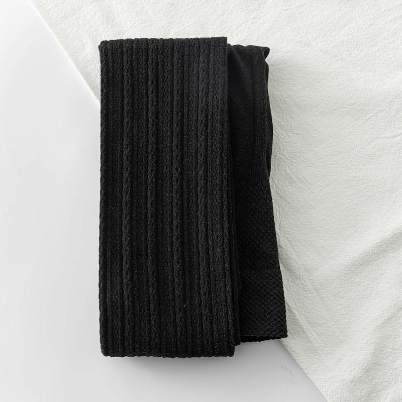 Women's Japanese Retro Cable Knit Fleece-Lined Stirrup Leggings - Autumn/Winter Style White Pantyhose