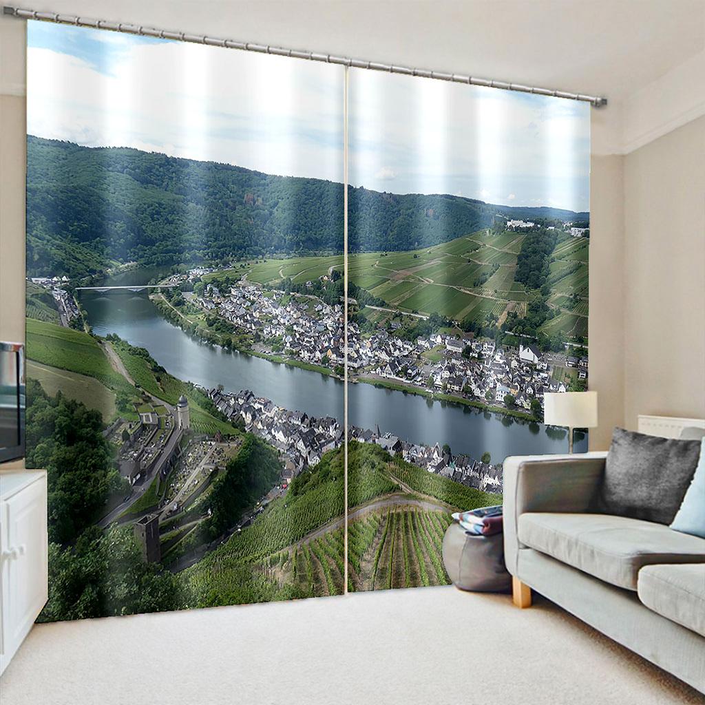 Cheap 3D Print Sunset Natural Scenery Island Stone Free Shipping 2 Pieces Window Curtain Living Room Bedroom Two Drape Decor