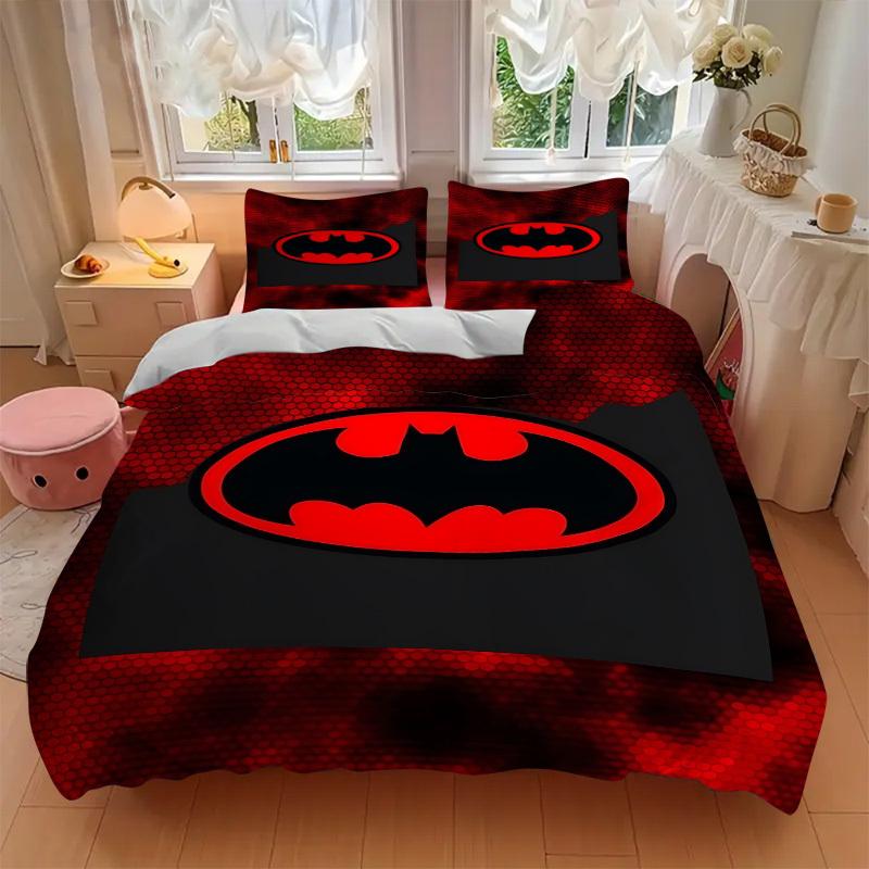 3pcs Batman Symbol Duvet Cover Set, 1 Duvet Cover + 2 Pillowcases (No Insert), High-Definition Print, Home & Dorm Set yy251208084
