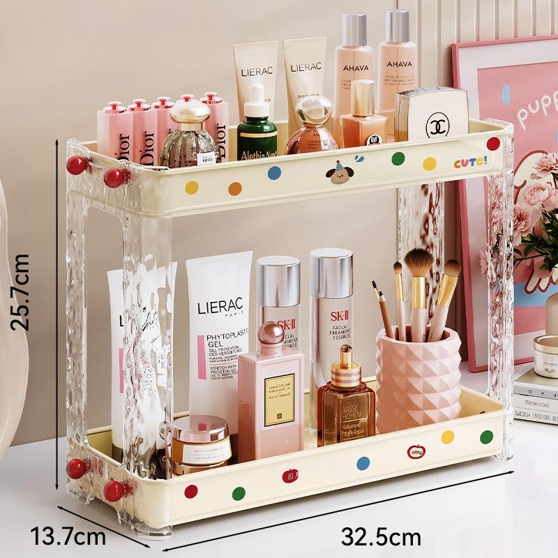 

Kawaii Desktop Cosmetics Makeup Organizer Storage Rack Bedroom Home Bathroom Washbasin Multifunctional with Drawer Storage Box