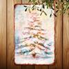 **Festive Christmas Tree Metal Sign -  Round Tin Wall Art with Foil Embossing for Bar Cafe Club, Iron Material Holiday Decor**
