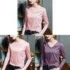 Silk Cotton T Shirt For Women With V Neck And Spliced Design For Casual Wear