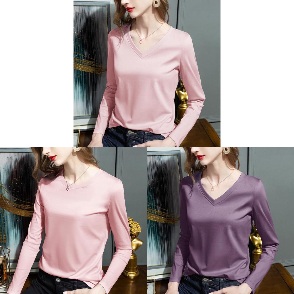 Silk Cotton T Shirt For Women With V Neck And Spliced Design For Casual Wear