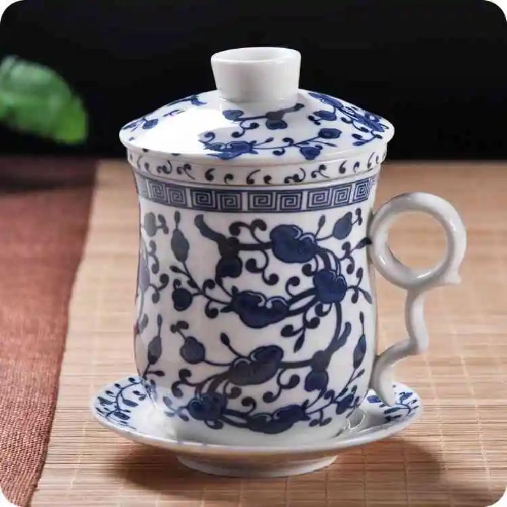 Cupa de ceai ceramică chinezească Jingdezhen porțelan albastru și alb ceașcă personală cu capac filtru întâlnire ceașcă cu bule birou