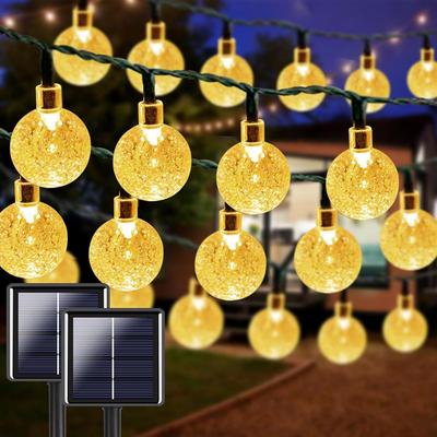 Luzes de Cordão LED de Bolha Solar Impermeáveis para Decoração Externa de Natal e Acampamento