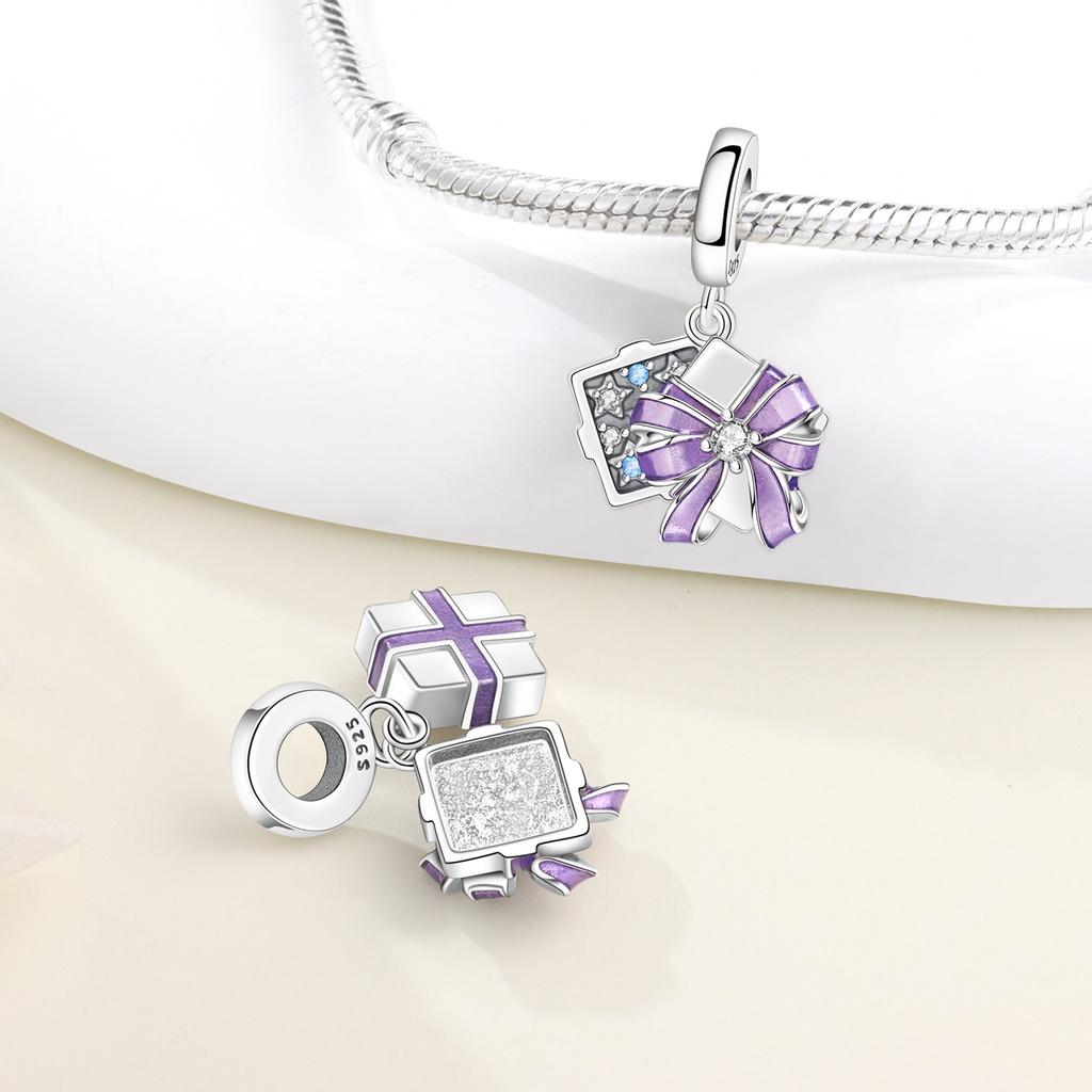 PANPOKI Copper Metal Purple Star Perfect Gift Box Authentic Original Pendant Bead Components Bracelet High Quality Fine Jewelry Charm Bead Components