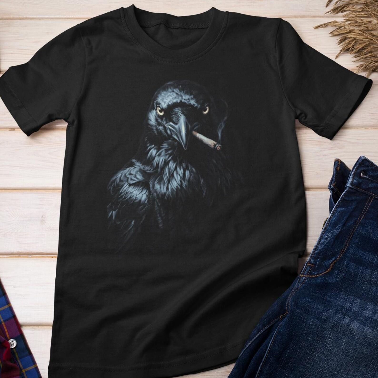 Raven Shirt - Smoking Raven | Gothic Cotton Tee S