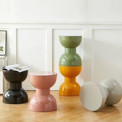 Nordischer Kreativer Schuhwechselhocker Verdickter Cremefarbener Esszimmerhocker Wohnzimmer Couchtischhocker Runde Kunststoffhocker Haushalt