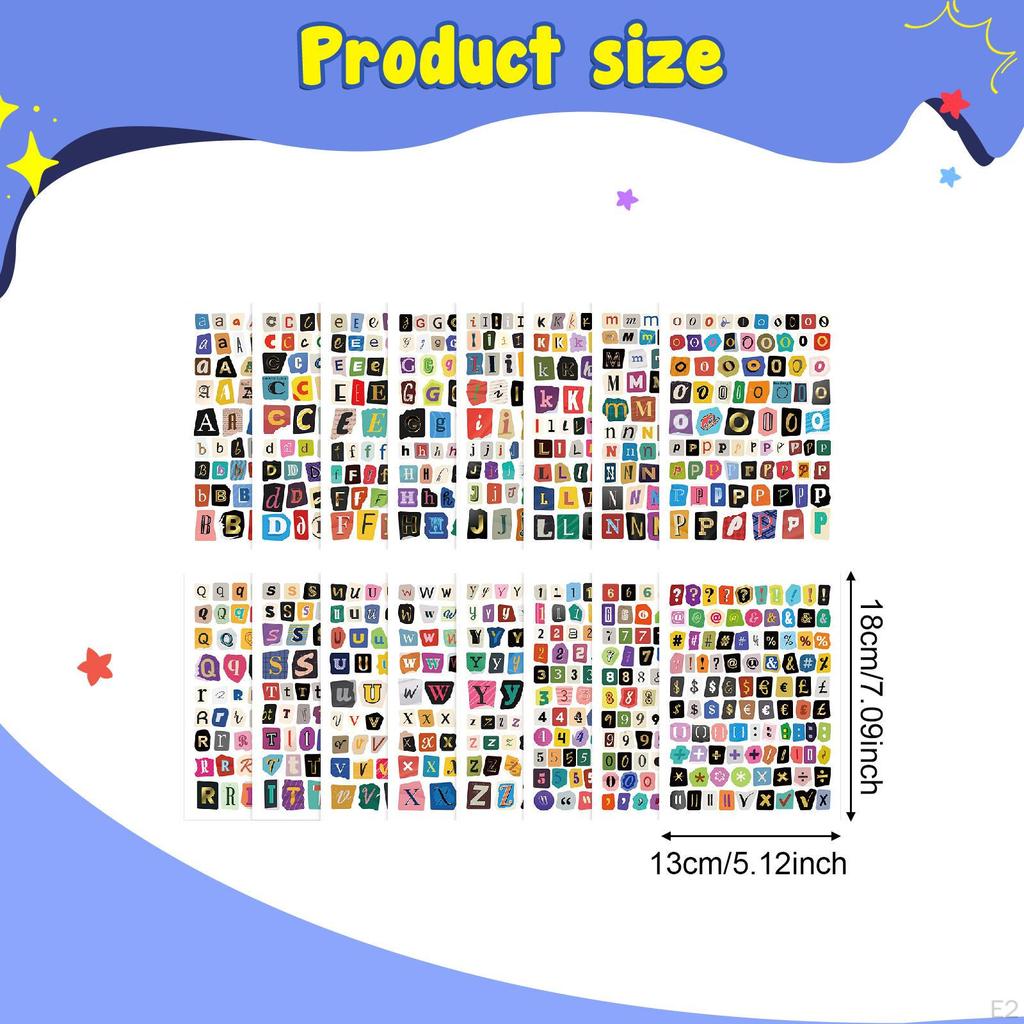 Letter Stickers 16 Sheets Cute Creative Alphabet Number Decals for Mailbox Art
