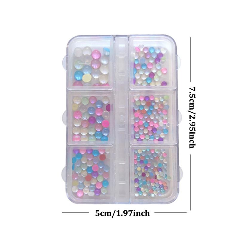 Colorful Mermaid Bubble Bead Half Round Flat Bottom Shiny Aurora Size Mixed Candy Color Nail Art Accessories Decoration Manicure