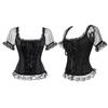 Overbust Corset Bustier Top Women With off Shoulder Sleeves Plus Size Burlesque Costume Hollow Mesh Floral Sexy Corselet