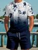 Men's Casual T-shirt and Drawstring Waist Shorts Set