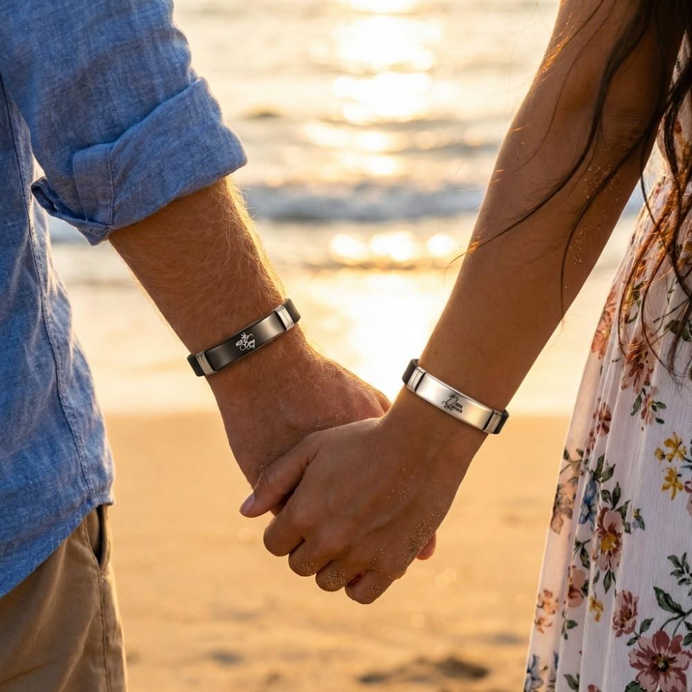 Gifts Lovers Bracelet Stainless Steel Valentine's Day Bracelets Couple Bracelet Set Women Men