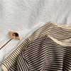 Korean Style Kids' Unisex Striped Trim Hoodie - Loose Fit Long Sleeve Pullover