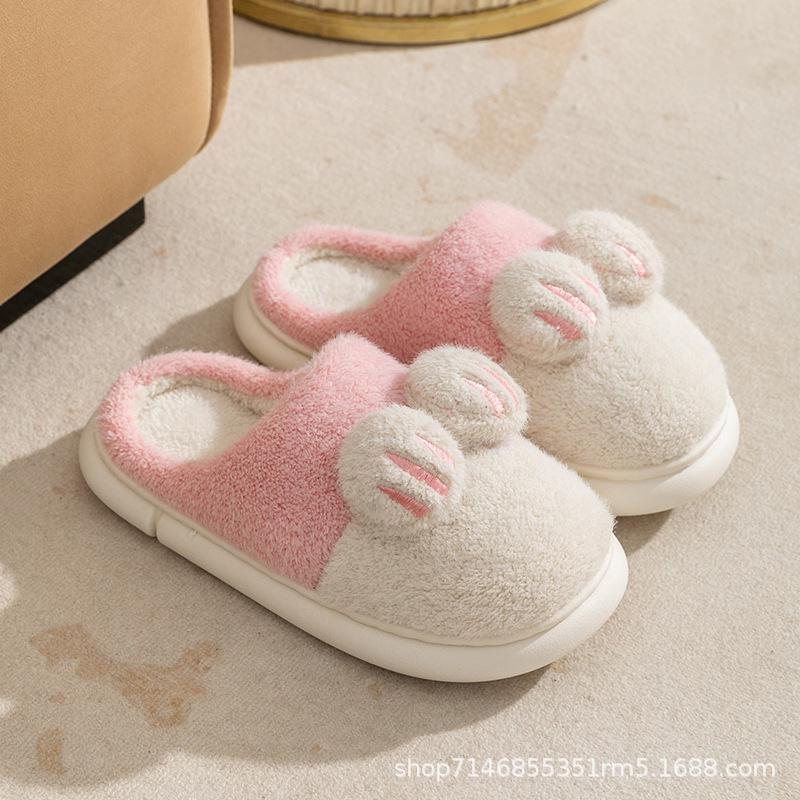 Зимние женские милые мультяшные кошачьи когти с толстым бархатом противоскользящие теплые — фото 7