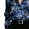 Lady's Elegant Long-sleeved Floral-patterned Shirt, Suitable for Office and Formal Occasions - Machine Washable Top
