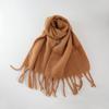 Versatile soft waxy solid color imitation cashmere fringed scarf women's winter lengthened warm thickened scarf shawl