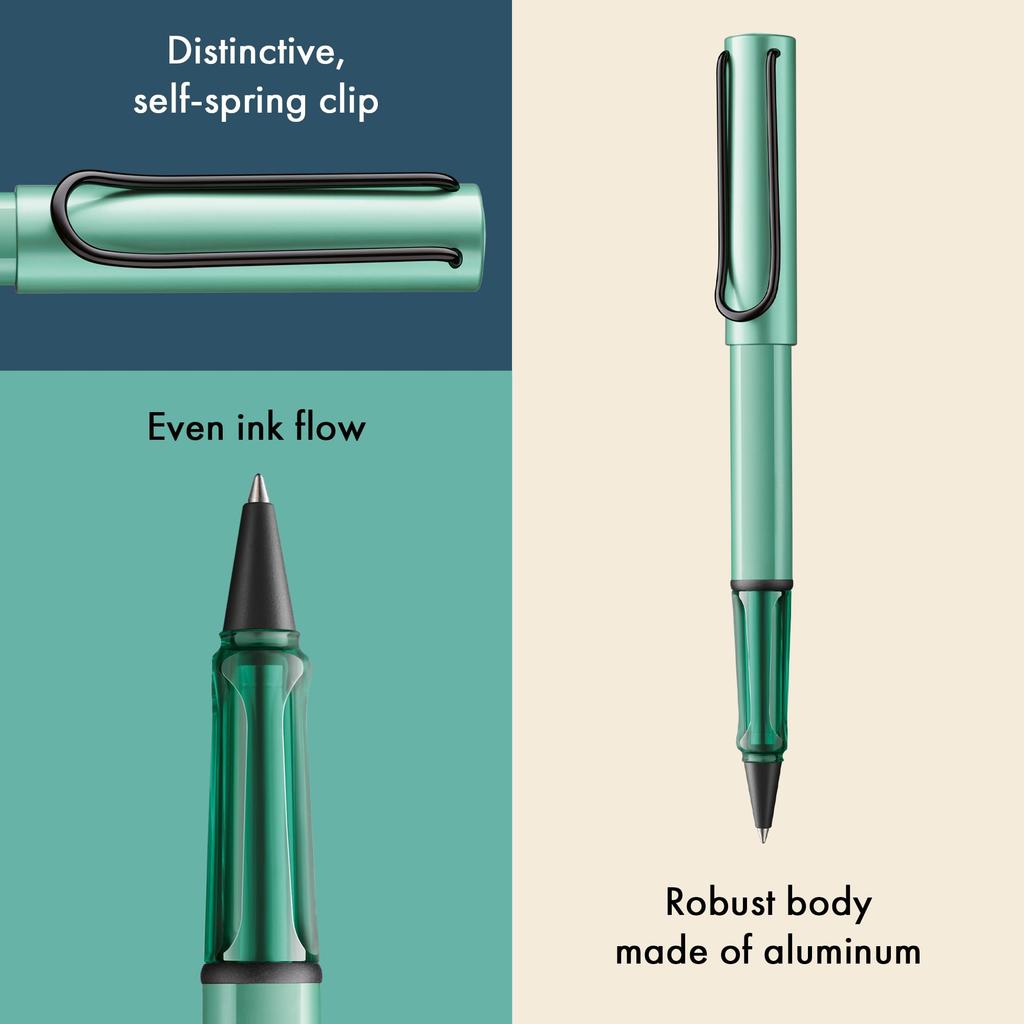 Lamy Mint Transparent Rollerball Pen with an Ergonomic Grip and Medium Line Lightweight Aluminum Includes a Medium Rollerball 63 AL-star - Width.