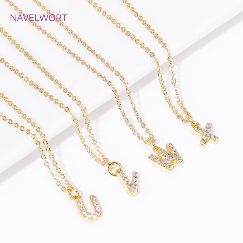 Luxury 18K Gold Plated Brass Inlaid Zircon 26 Letters Pendant Charms For Necklace Earring jewelry Making DIY Jewelry Accessories