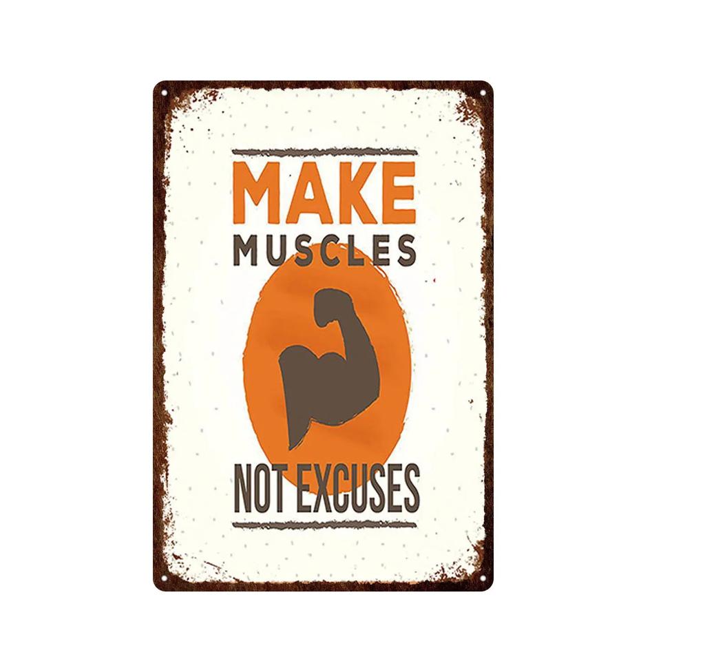 Funny Text Sign Exercise Fitness Poster Gym Training Room Wall Decor Pin Up Tin Sign Man Cave Art Poster Decoration Metal Plate