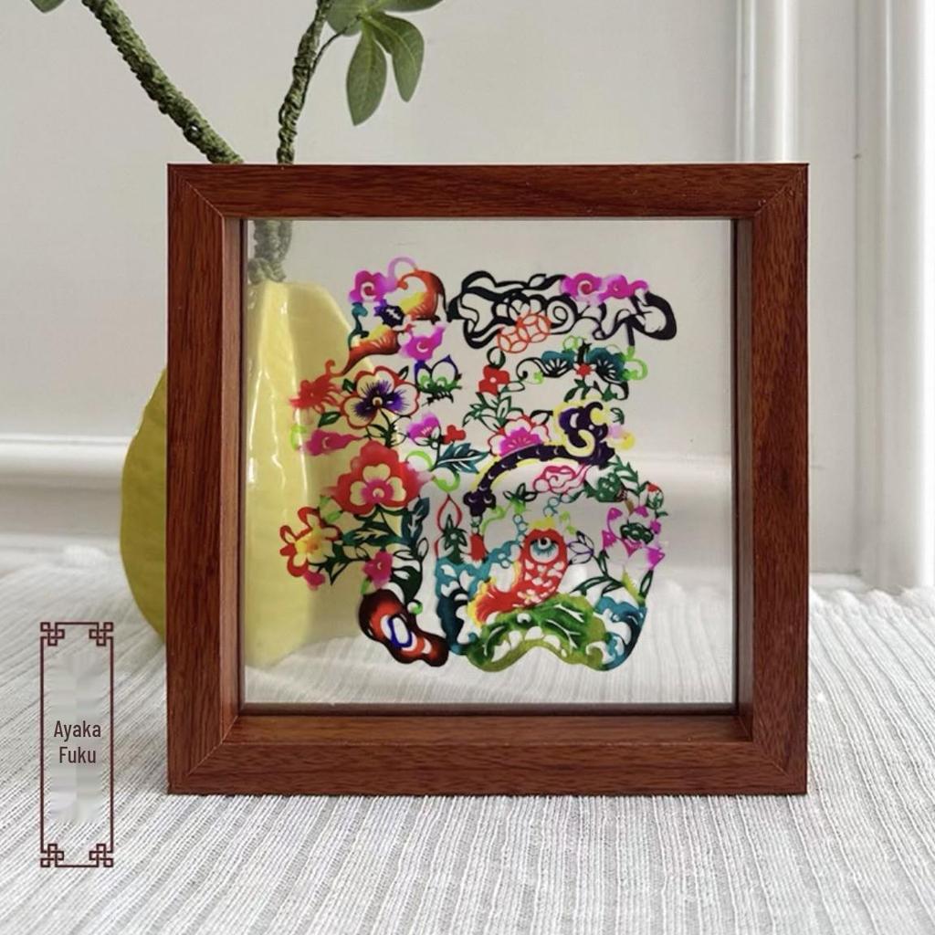 Xianci Double-Sided Transparent Frame: A4 Paper-Cut Calligraphy Fu Character Display Stand